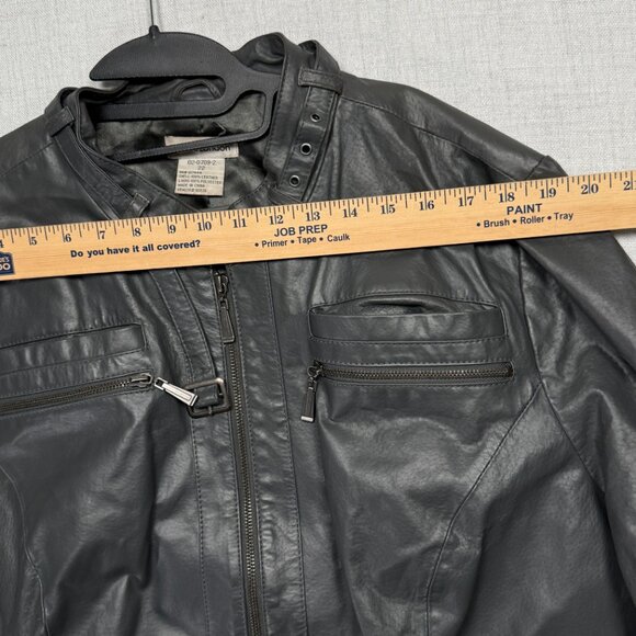 Vintage Jessica London Leather Jacket Black Long Zip Front Plus Size 22 - Picture 8 of 13